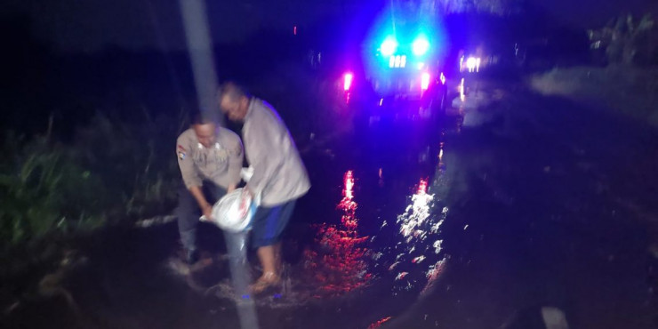 Polisi di Gresik Perbaiki Jalan Berlubang, Demi Warga Merasa Nyaman